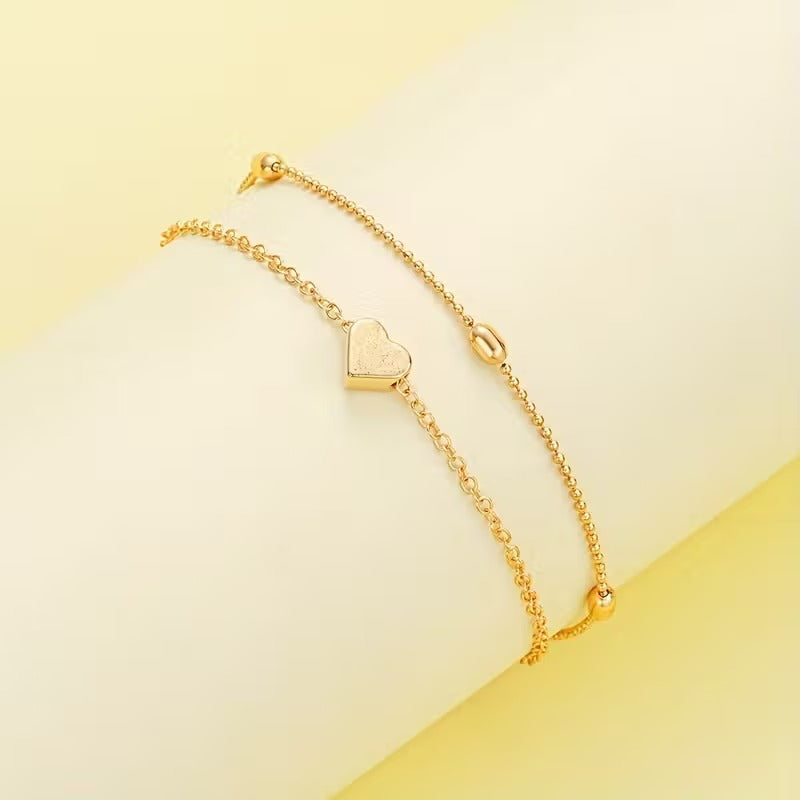 3pcs Simple Heart-Shaped Faux Necklace and Bracelet Set for Women