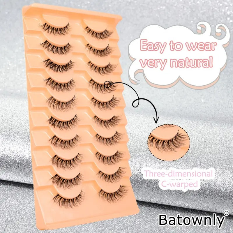 10 Pairs of Lashes, Natural, Curling, Fluffy, Lengthening, Eyelashes Extension 3-13Mm