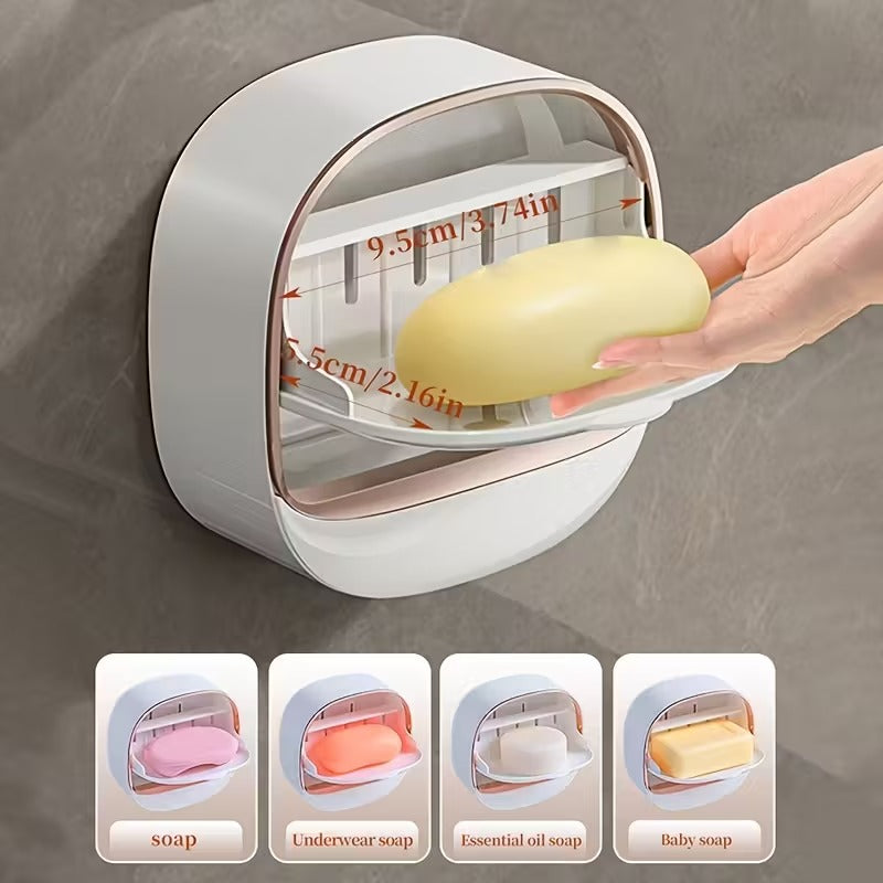 2pcs Wall-Mounted Soap Dishes in White & Light Green